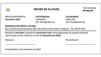 Preview do Recibo de Aluguel com Logo