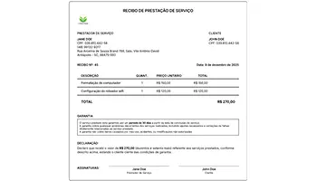 Preview do Recibo com Garantia