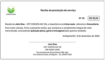 Preview do Recibo de Prestação de Serviço