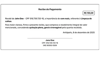 Preview do Recibo Simples